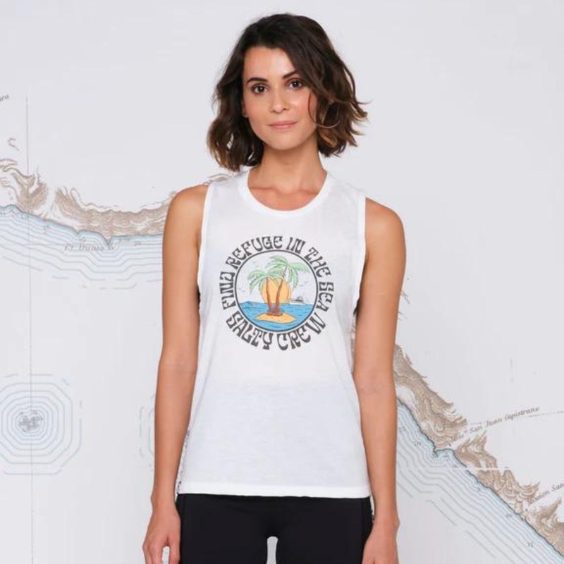 Salty Crew Dos Palms Muscle Tank S WHITE