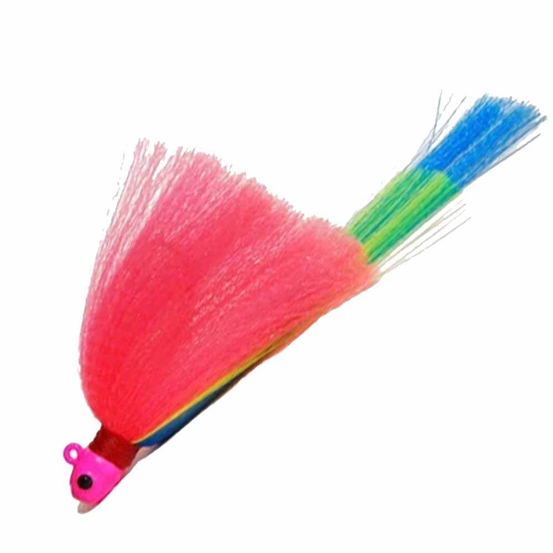 First Light Tackle Chartreuse Head Chartreuse Pink Body Blue Tail Flair Hawk Snook Jig 1.5OZ