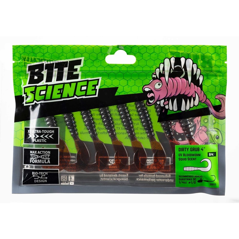 Bite Science Dirty Grub Soft Plastic Lure 4 Inch Motor Oil