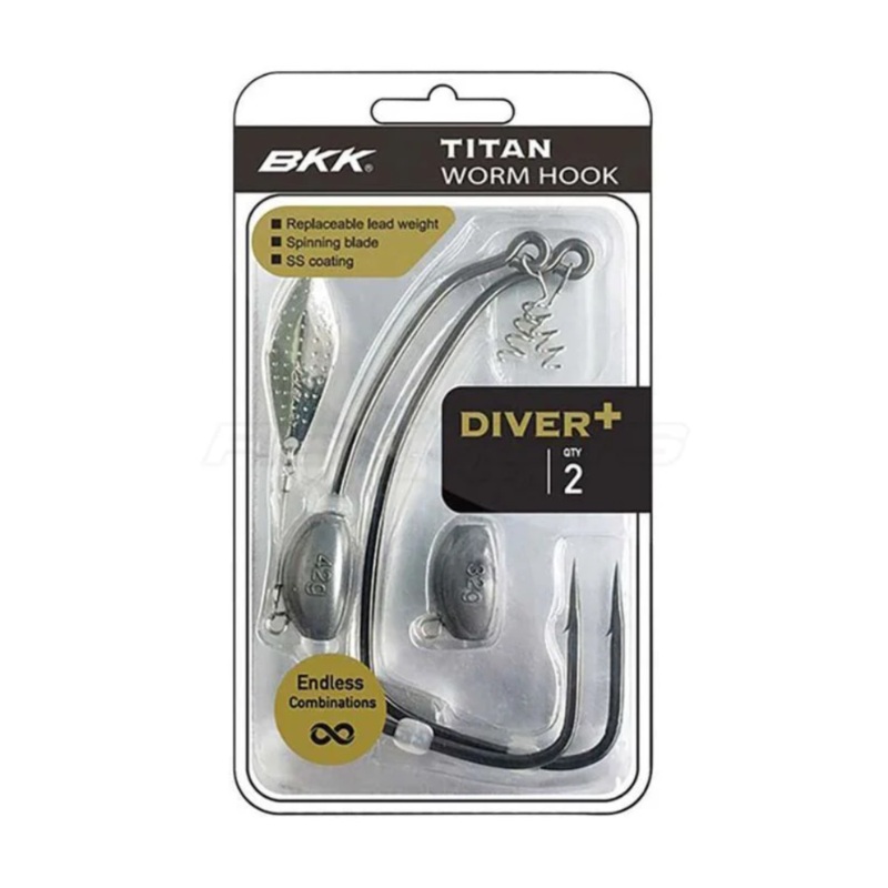 BKK Titan Diver Worm Hook 1/0 BLACK CHROME