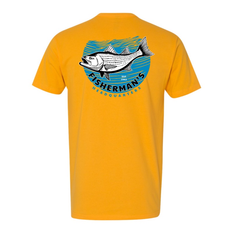 Fish Heads Bass Water Lines Next Level Classic T-Shirt Gold LG