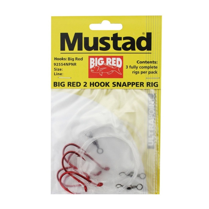 Mustad Big Red 2 Hook Snapper Rigs – 3 pack 4/0