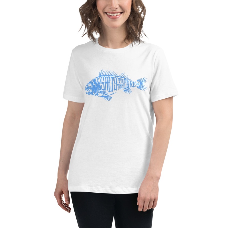 BHO “Salty To The Core” Bone Fish Women’s Short Sleeve Shirt White S