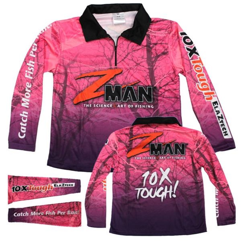 Zman Tournament Long Sleeve Adult Fishing Shirt Pink Large