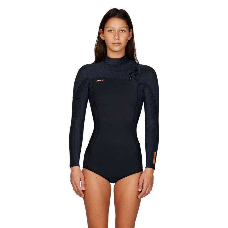 O’Neil Womens Hyperfreak 2mm Chest Zip Long Sleeve Spring Suit Wetsuit 8 Black
