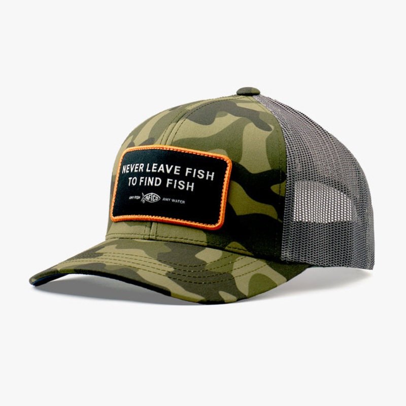 Aftco Guide Sayings Camo Fishing Hat O/S Green OG Camo