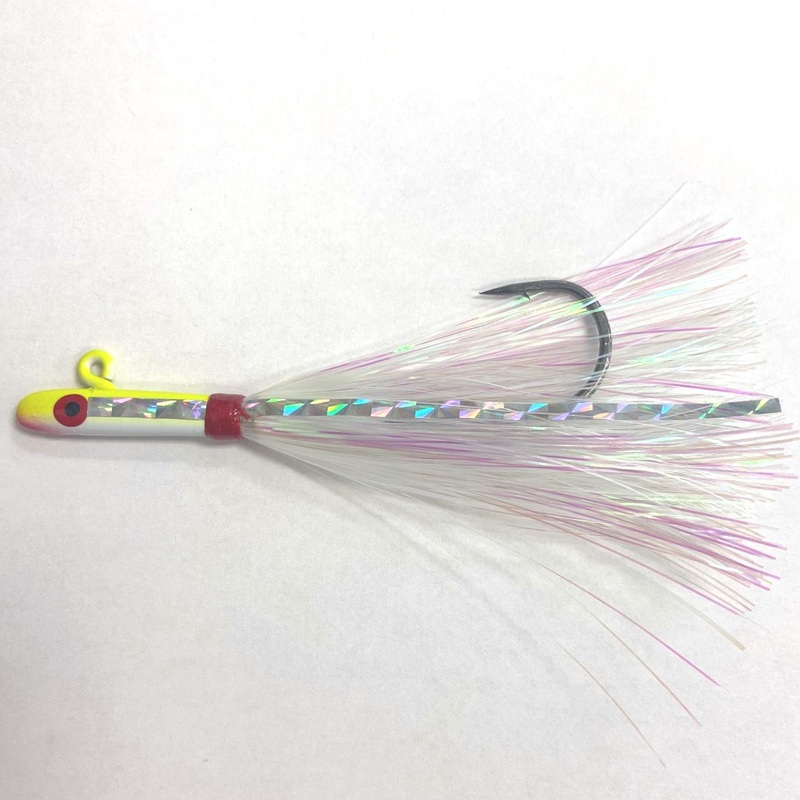 Tsunami Glass Minnow w/ Mylar Skirt XL Hook Teaser Pink/White