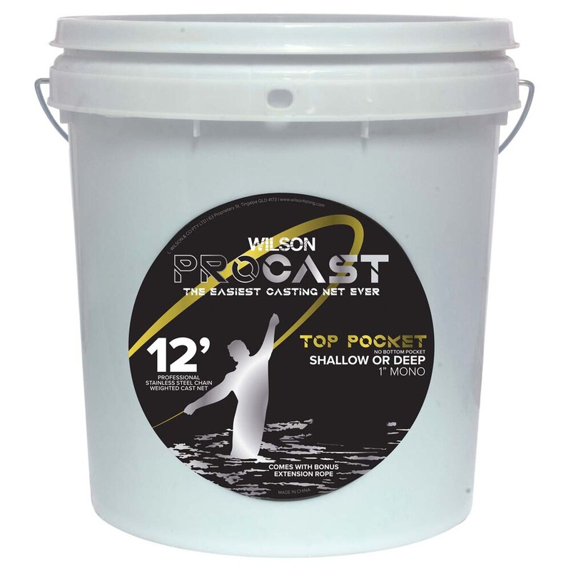 Wilson Pro-Cast Cast Net Mono Bottom Pocket 1inch Mesh 10 foot