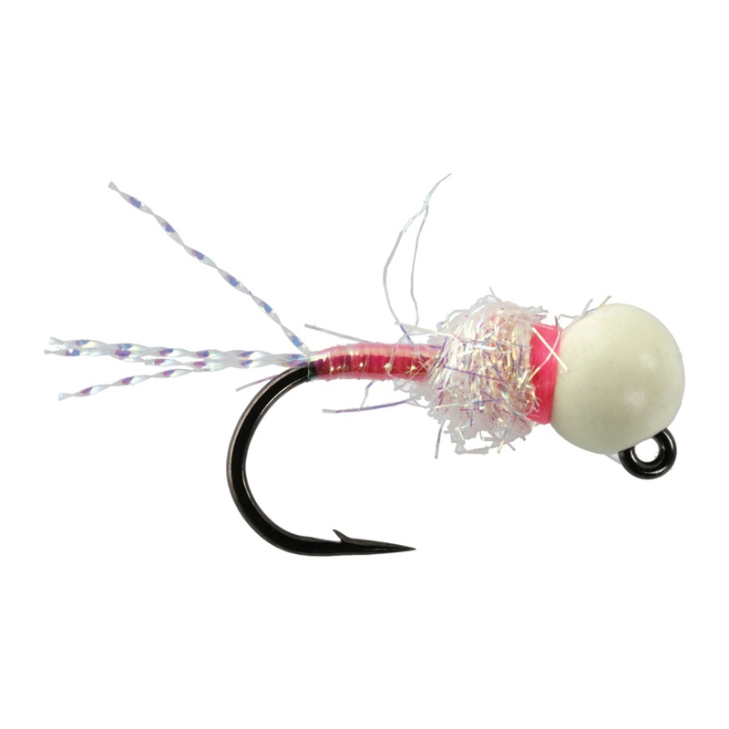 Lazer Sharp Tungsten Ice Flies 12 UV White/Red