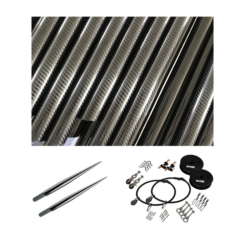 Reelax Grander Series 3K Carbon Fibre Outrigger Poles with Stainless Steel Spears & Rigging 4.5m